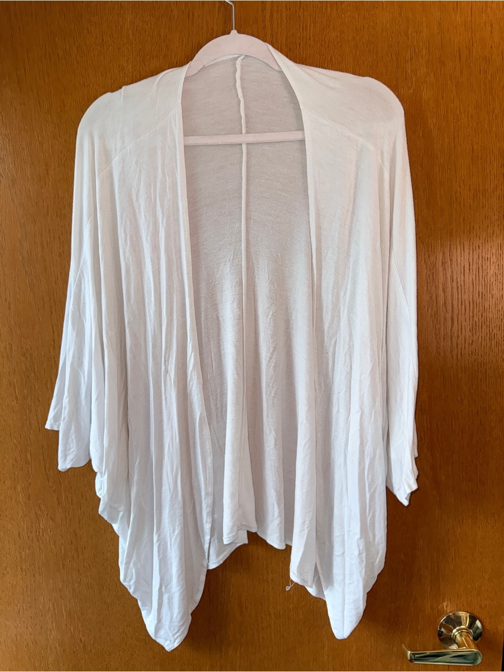 Amazon White Open-Front Draped Lightweight Cardigan